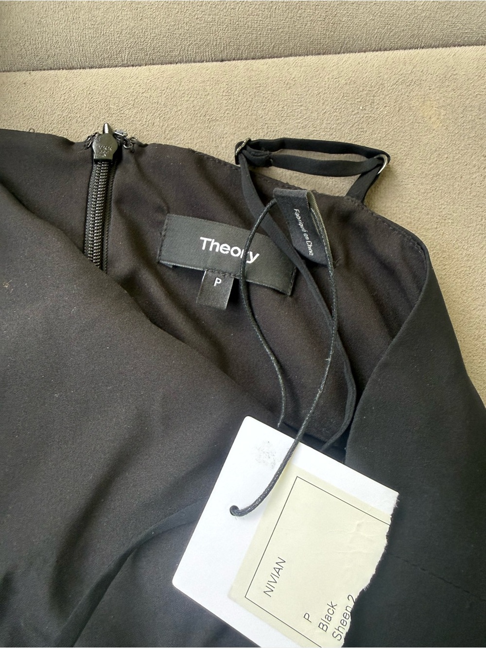 Theory Black silk tank with Spaghetti Straps - Picture 2 of 6